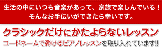 生活の中にいつも音楽があって、家族で楽しんでいる！そんなお手伝いができたら幸いです。
