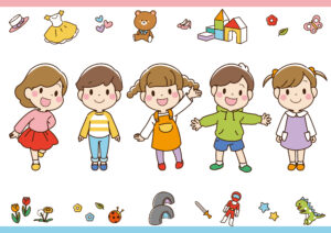 子供が楽しんでいるイラストの画像