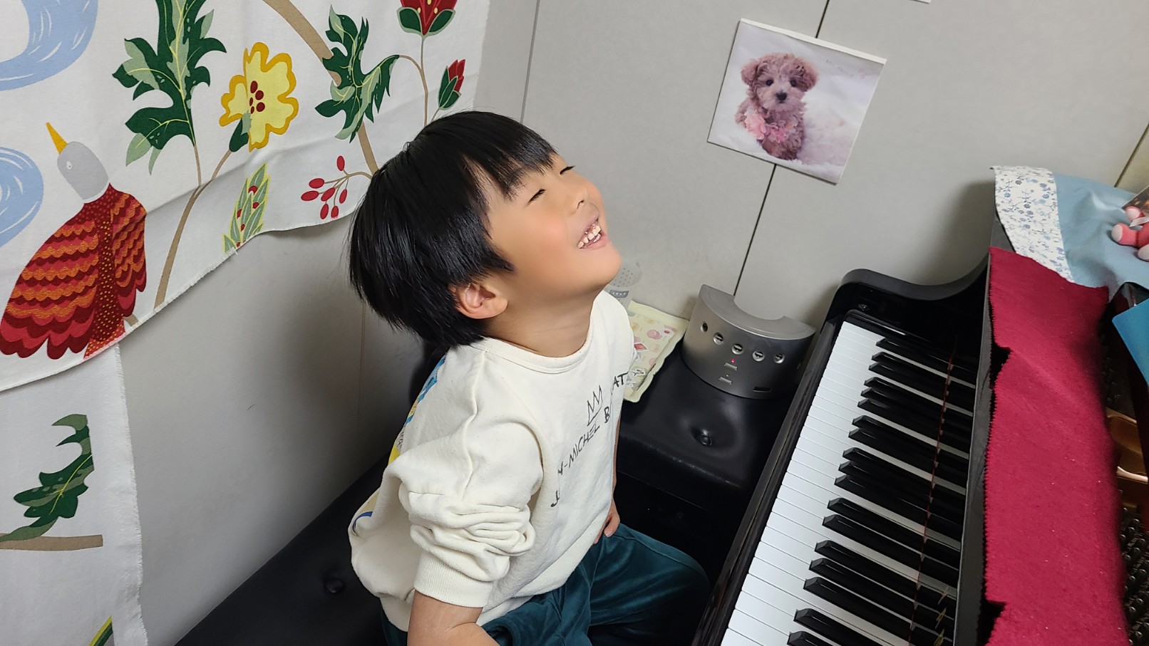 ピアノと男の子の画像